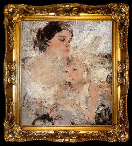 framed  Nikolay Fechin Artist-s Wife and his daughter, ta009-2